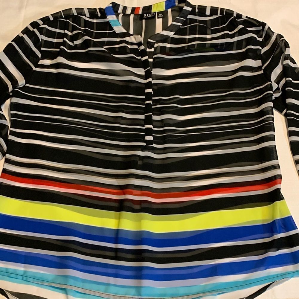 A.n.a. Size XL Petite button up multi color/stripe blouse